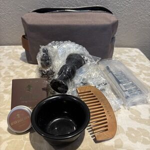 Lovery Beard Kit Men Gift Bag Mens Set Shaving Oil Balm Soap Razor Stand Brush